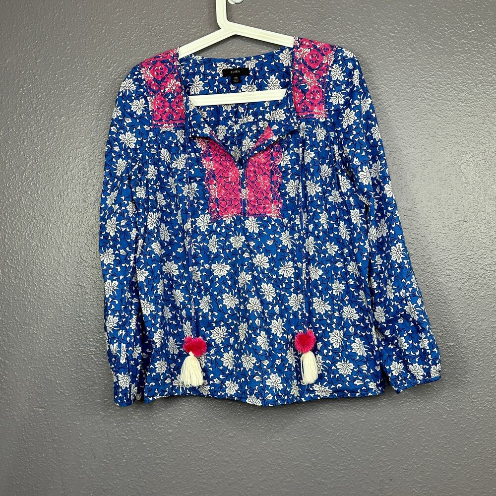 J. CREW STARINA EMBROIDERED VOILE TOP BLOUSE XS BOHO FLORAL